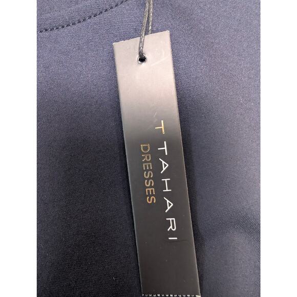 Tahari Navy Crew Neck Sleeveless‎ Fit & Flair Solid Scuba Dress Size 10 Cocktail - Picture 4 of 6